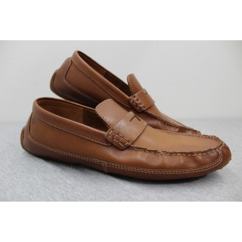 Clarks Loafers Mens 10 Dark Tan Markman Way Penny Driver Leather Extreme Comfort